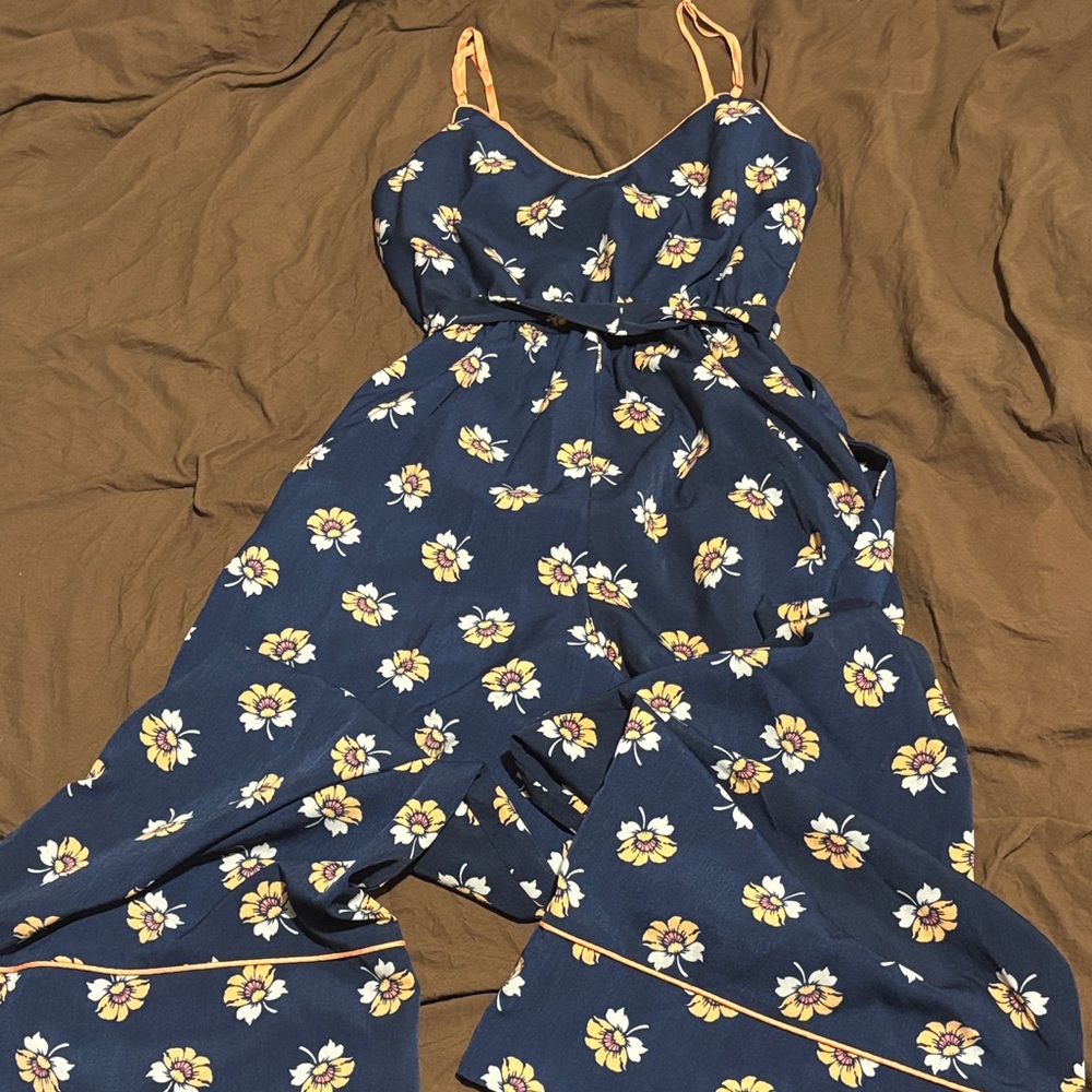 Leith Floral Jumpsuit in Navy and Yellow